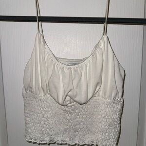 Urban Outfitters White Smocked Cami Crop Top